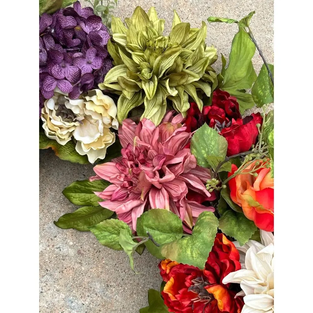 Handmade Large Fall Floral Wreath – Hydrangeas, Mums & Autumn Greenery
